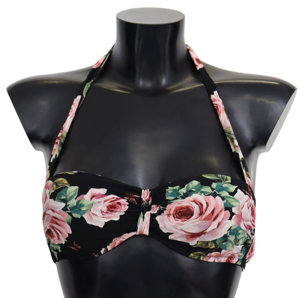 Black Roses Print Swimsuit Beachwear Bikini Tops - Avaz Shop