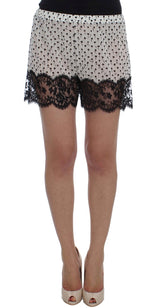 White Black Floral Lace Silk Sleepwear Shorts