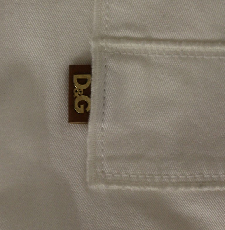 White Cotton Cropped Cargo Pants