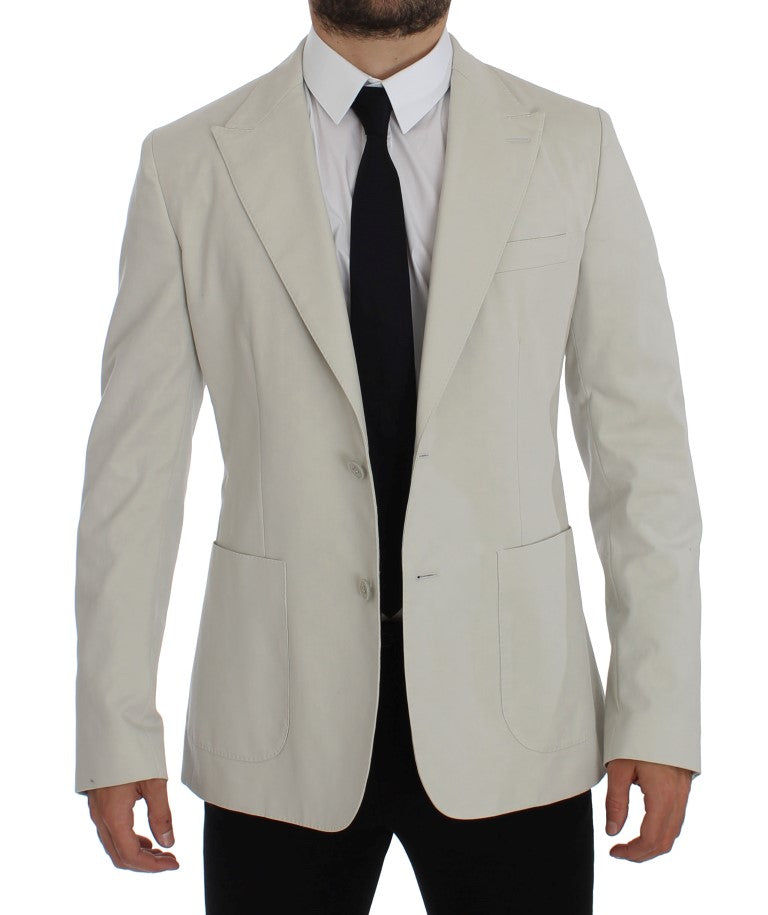 White Cotton Stretch Blazer Jacket