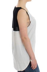 White sleeveless top