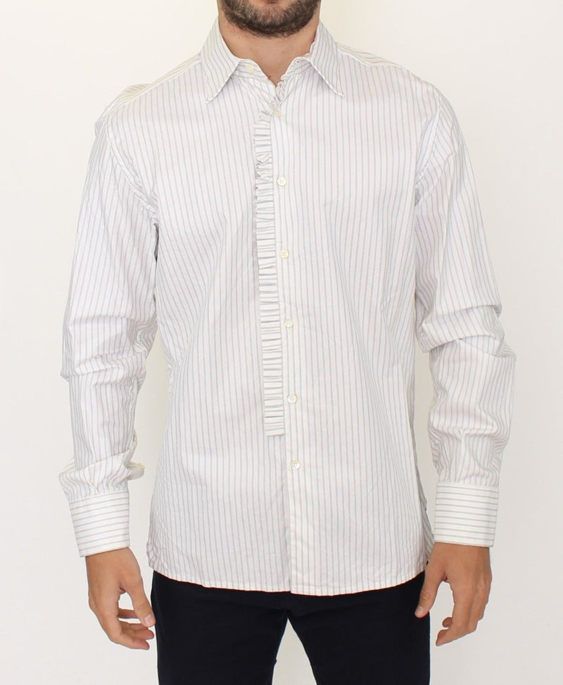White Striped Cotton Formal Dress Shirt