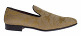 Yellow Gold Silk Baroque Loafers Shoes