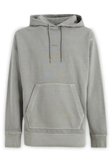 Grey Cotton Logo Details Hooded Sweatshirt