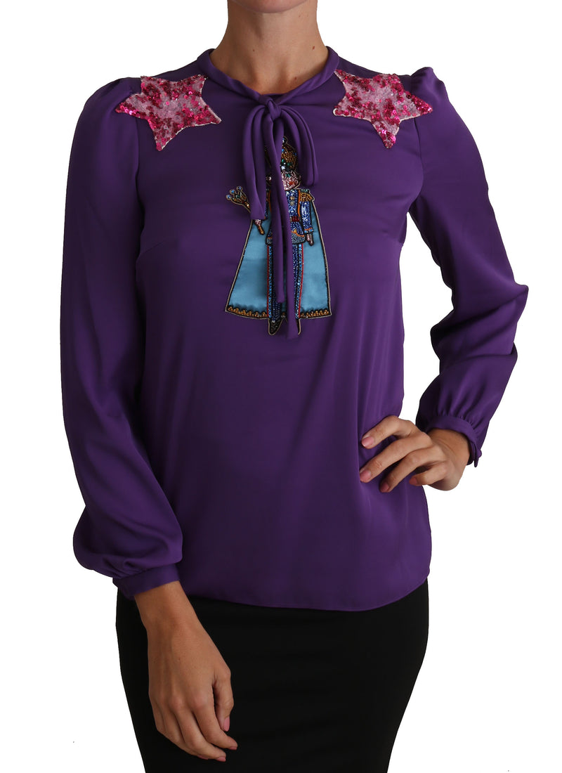 Purple Blouse Prince  Fairy Tale Embellished  Top