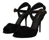 Black Tulle Stretch Ankle Buckle Strap Shoes