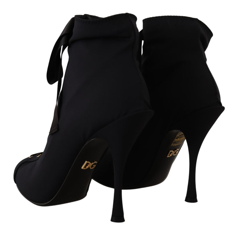 Black Jersey Stretch Ankle Booties Shoes
