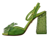 Green Plexi Crystal Sandals Heels Shoes