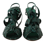 Green Python Strap Sandals Heels Shoes