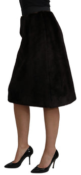 Black High Waist Pencil Cut Knee Length Skirt