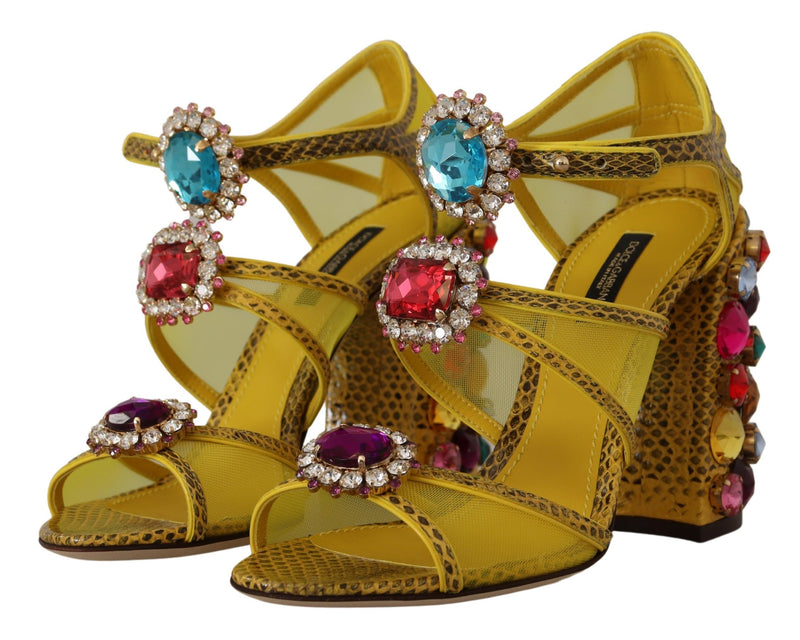 Yellow Leather Crystal Ayers Sandals Shoes
