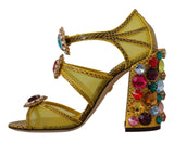 Yellow Leather Crystal Ayers Sandals Shoes