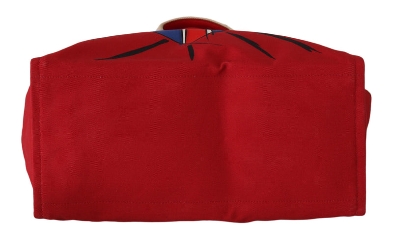 Red #DGLOVESLONDON Denim Leather Travel Shopping Tote Bag