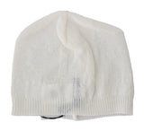 Beanie White Wool Blend Branded Hat