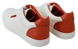Sneakers Shoes White Orange Leather Low Top Mens Sneakers