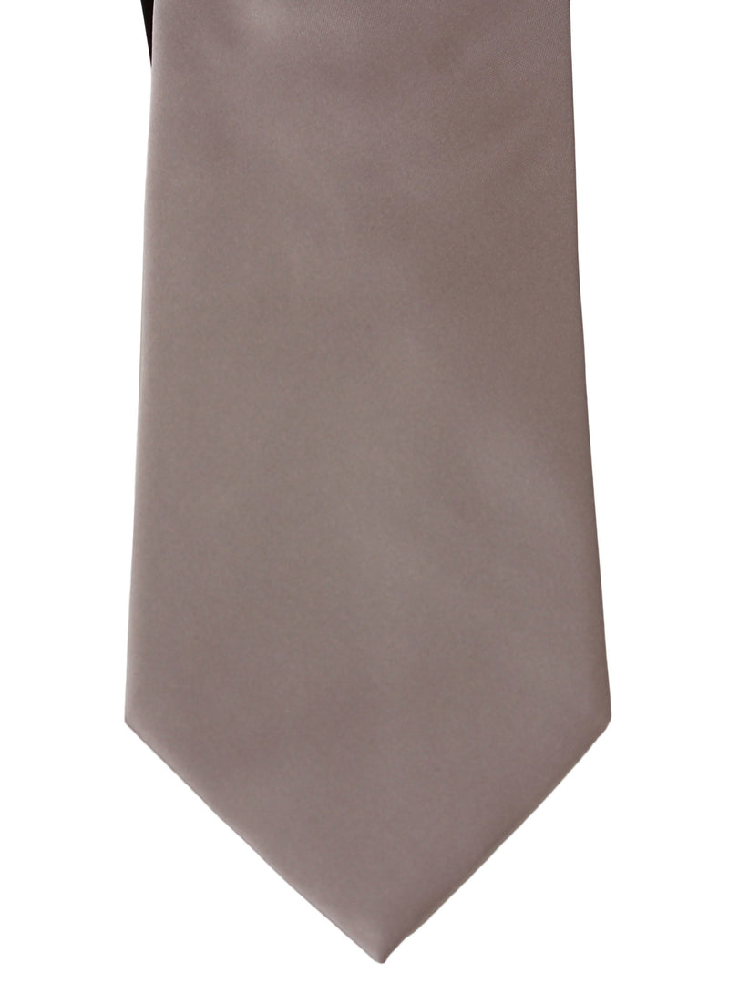 Grey 100% Silk Wide Necktie Men Accessory Tie
