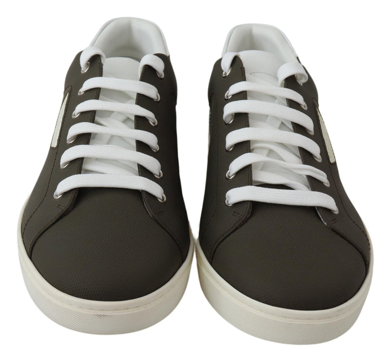 White Green Leather Low Top Sneakers Shoes