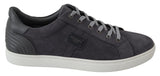 Gray Suede Leather Mens Low Sneakers Shoes