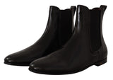 Black Leather Derby Boots Ankle Shoes
