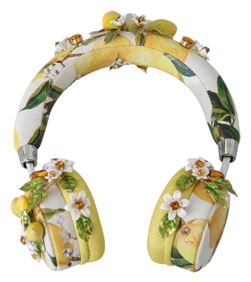 Yellow Lemon Crystal Floral Headset Headphones