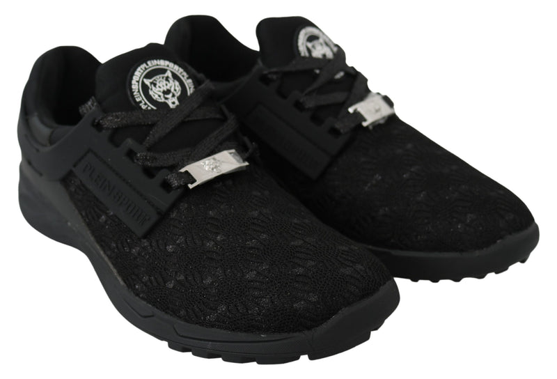 Black Polyester Runner Beth Sneakers Shoes