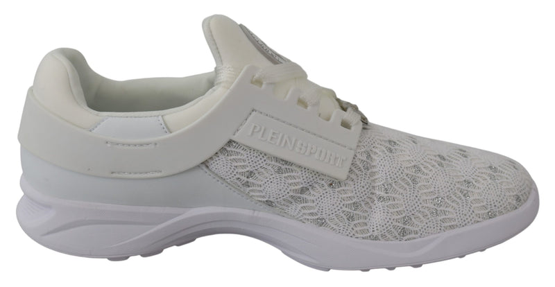 White Polyester Runner Beth Sneakers Shoes