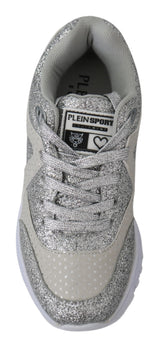 Silver Polyester Runner Jasmines Sneakers Shoes