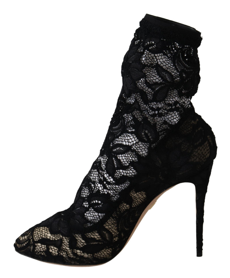 Black Lace Taormina High Heel Boots