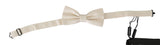 Beige Cream 100% Silk Adjustable Neck Butterfly Bow Tie