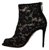 Black Taormina Lace Booties Stilettos Shoes