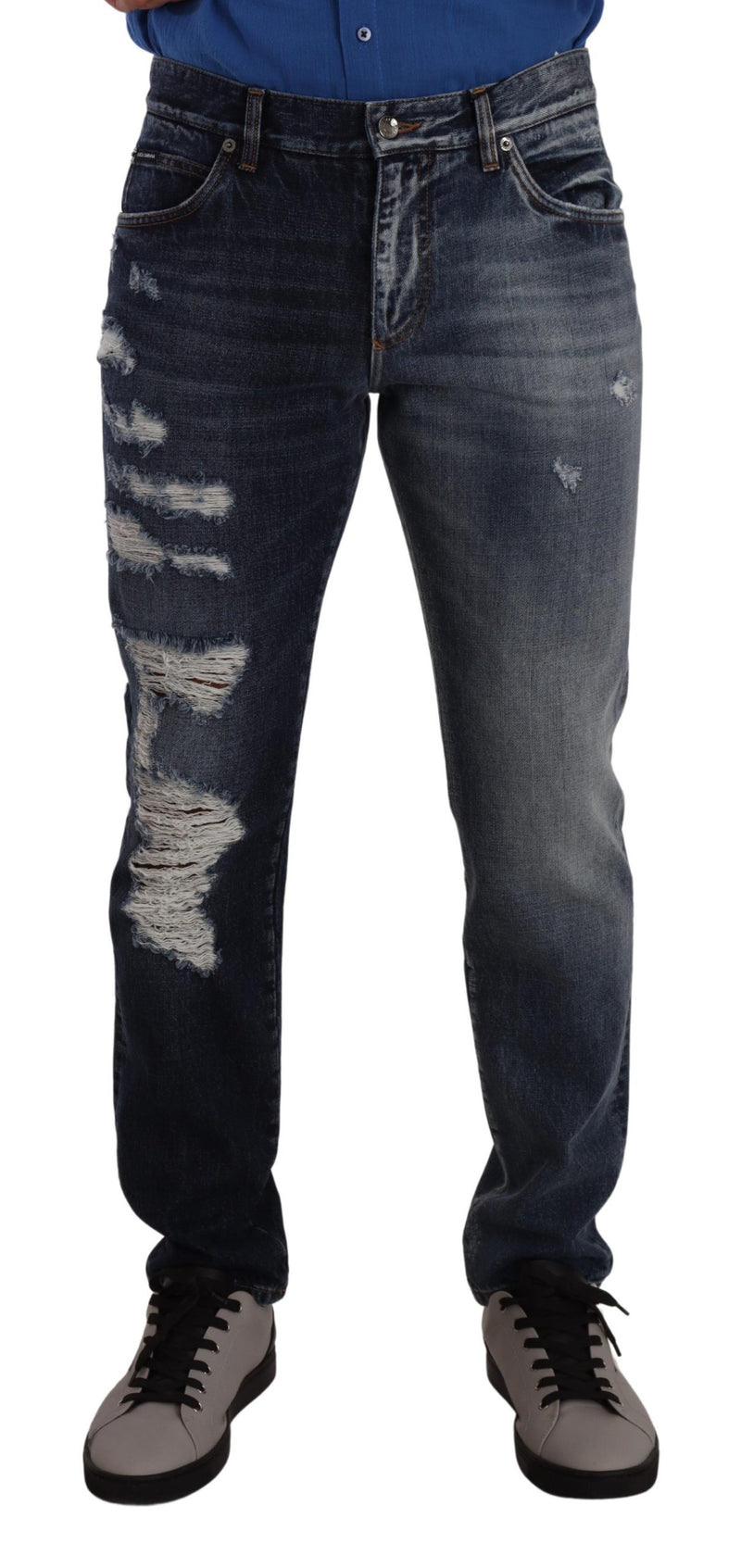 Blue Cotton Regular Denim Trousers Jeans
