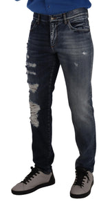 Blue Cotton Regular Denim Trousers Jeans