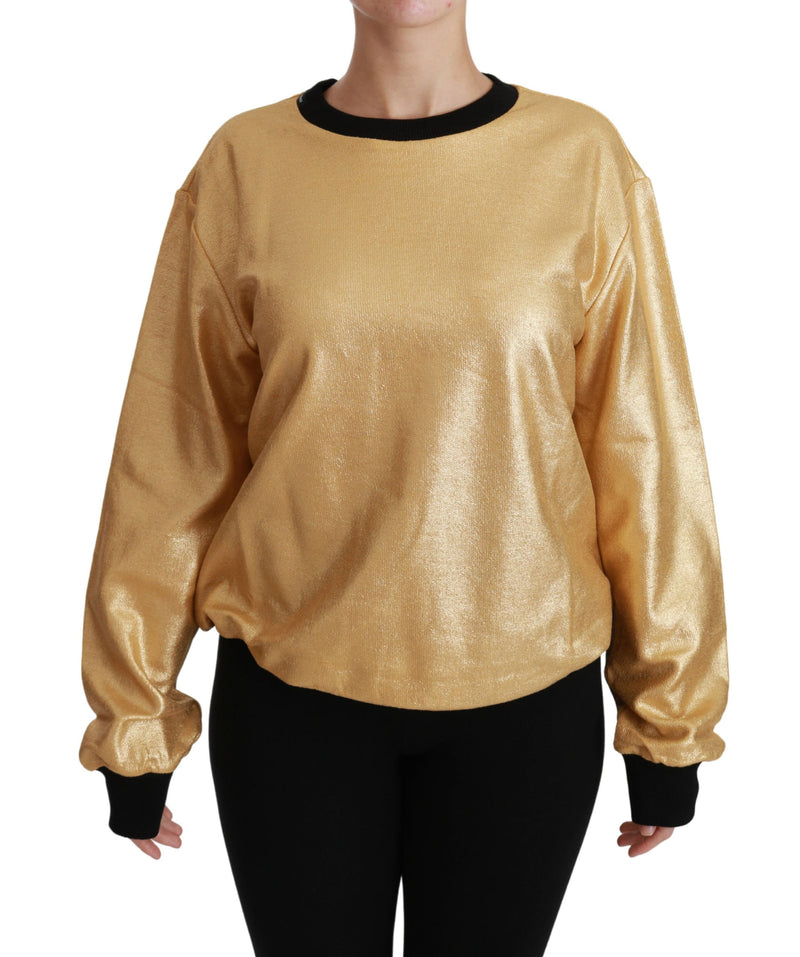 Gold Cotton Crewneck Pullover Sweater