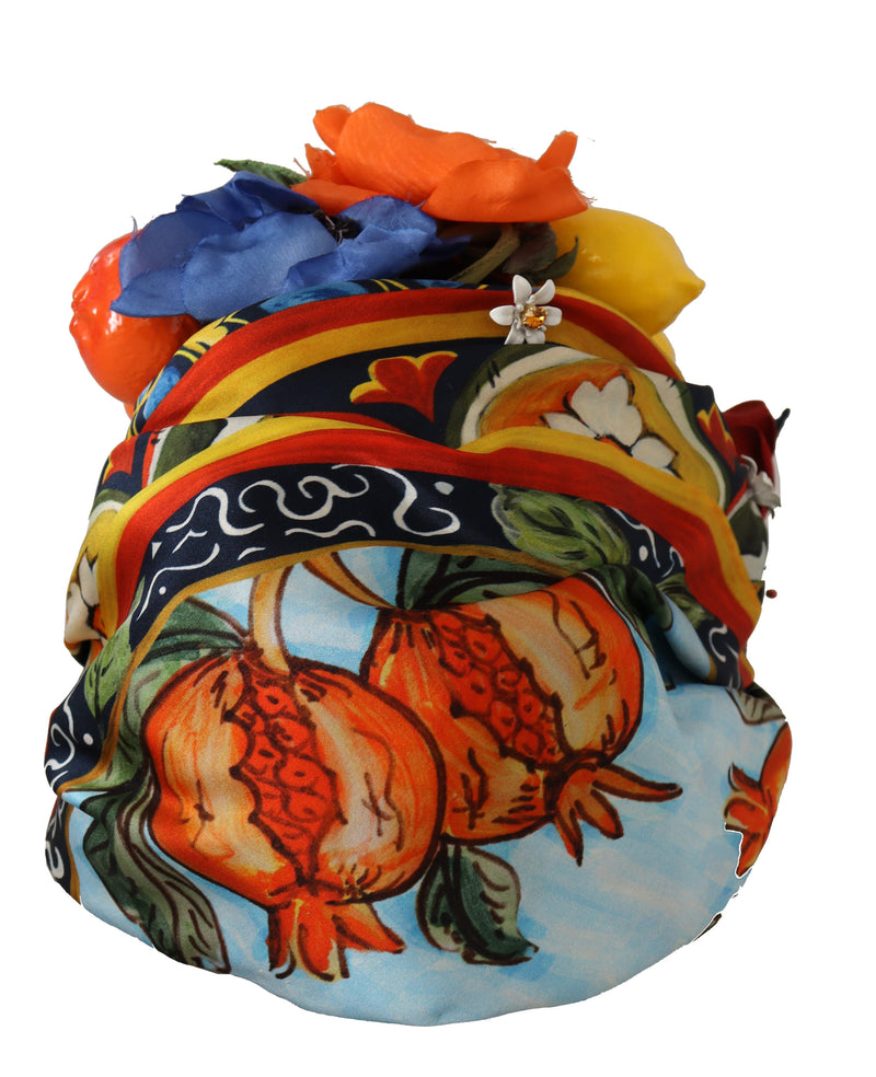 Multicolor Silk Fruits Floral Appliques Head Wrap Diadem