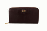Bordeaux Leather Zip Around Continental Wallet