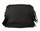 Black Gray Denim Leather Shoulder Borse School Travel Bag