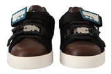 Brown Leather Black Shearling Sneakers