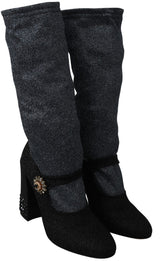 Black Crystal Mary Janes Booties Shoes