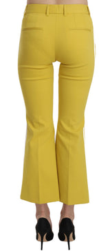 Yellow Flared Bootcut Capri Cotton Pants