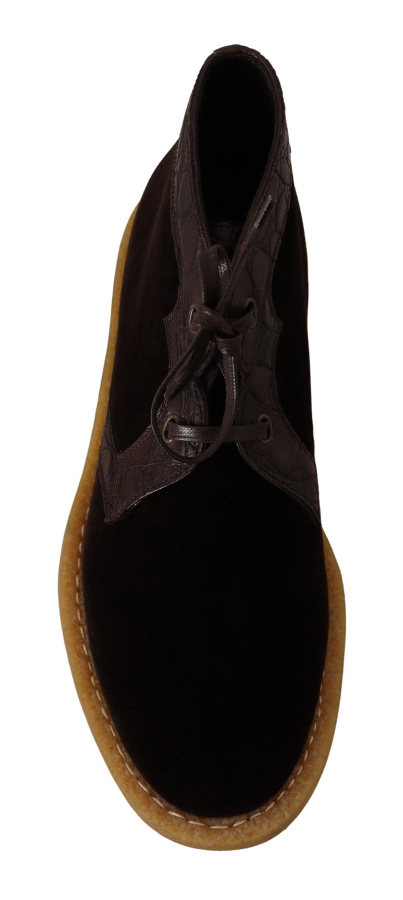Brown Velvet Exotic Leather Boots