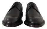Black Leather Wingtip Derby Shoes