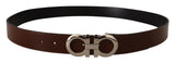 Brown and Black Calf Leather Reversible Belt