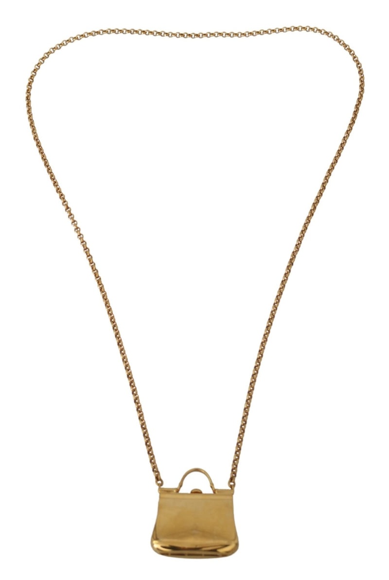Bag Sicily Gold Brass Chain Micro Bag Pendant Necklace - Avaz Shop