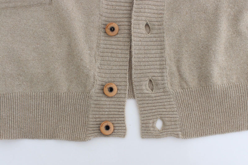 Beige Cardigan Wool Cashmere Sweater Knit - Avaz Shop