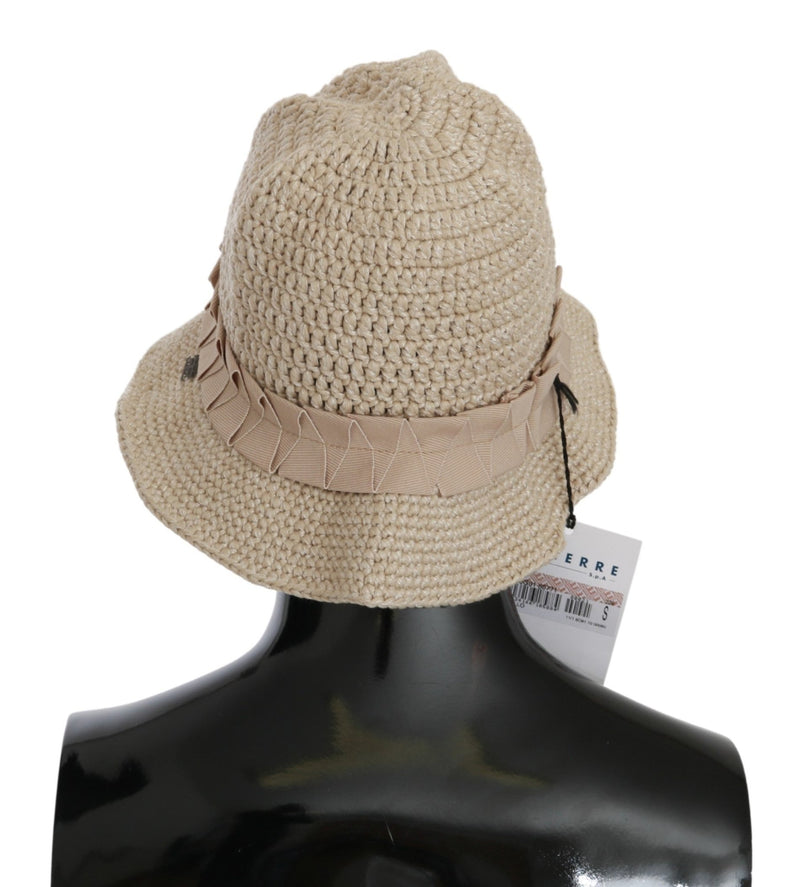 Beige Cotton Woven Bucket Cap Women Hat - Avaz Shop