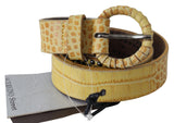 Beige Genuine Leather Snakeskin Design Round Belt - Avaz Shop