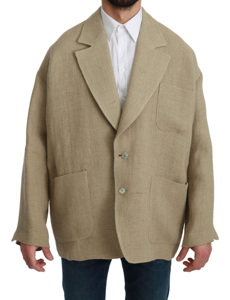 Beige Jacket Coat 100% Jute Blazer Coat - Avaz Shop