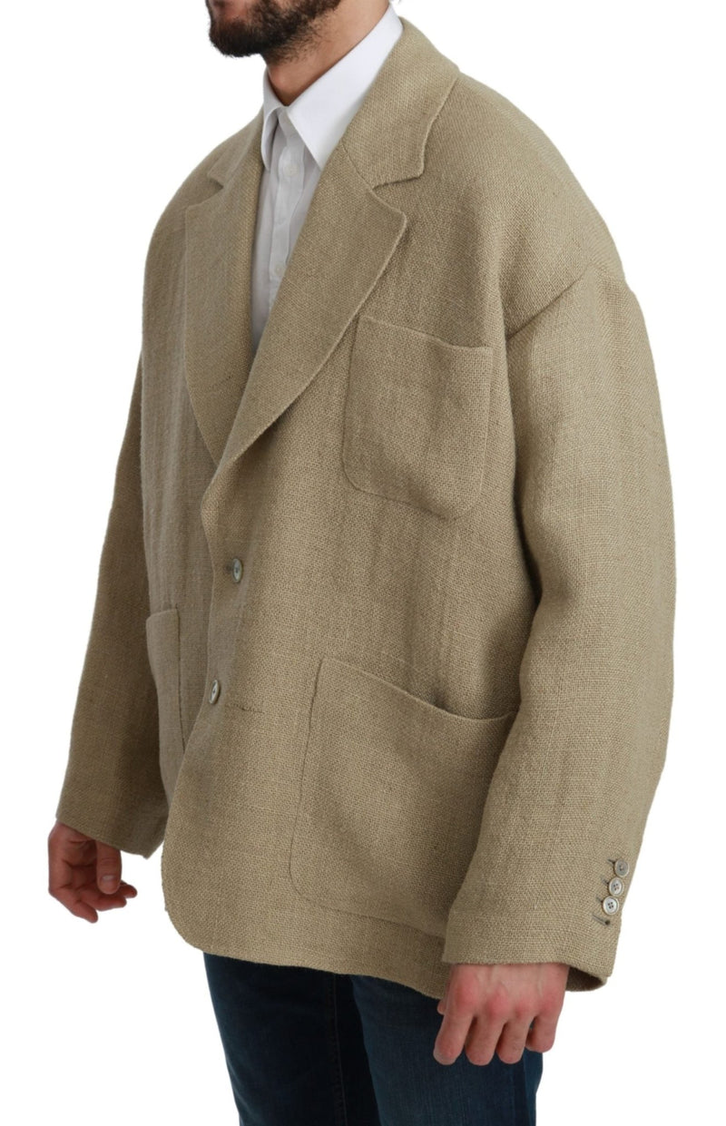 Beige Jacket Coat 100% Jute Blazer Coat - Avaz Shop
