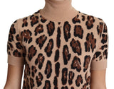 Beige Leopard Cashmere Print Turtleneck Top - Avaz Shop