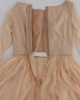Beige Silk Ball Gown Full Length Dress - Avaz Shop